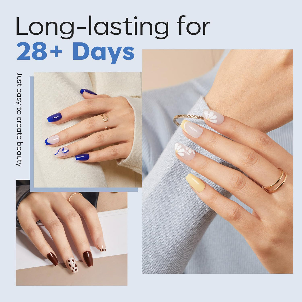 modelones Extra Short Coffin Nail Tips showing various sizes