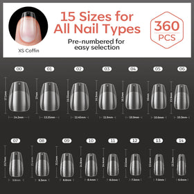 modelones Extra Short Coffin Nail Tips variety of sizes