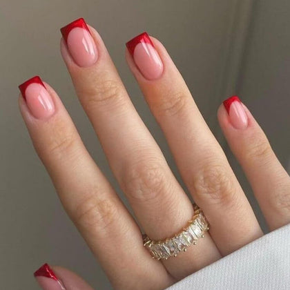 modelones Extra Short Press on Nails Burgundy front view