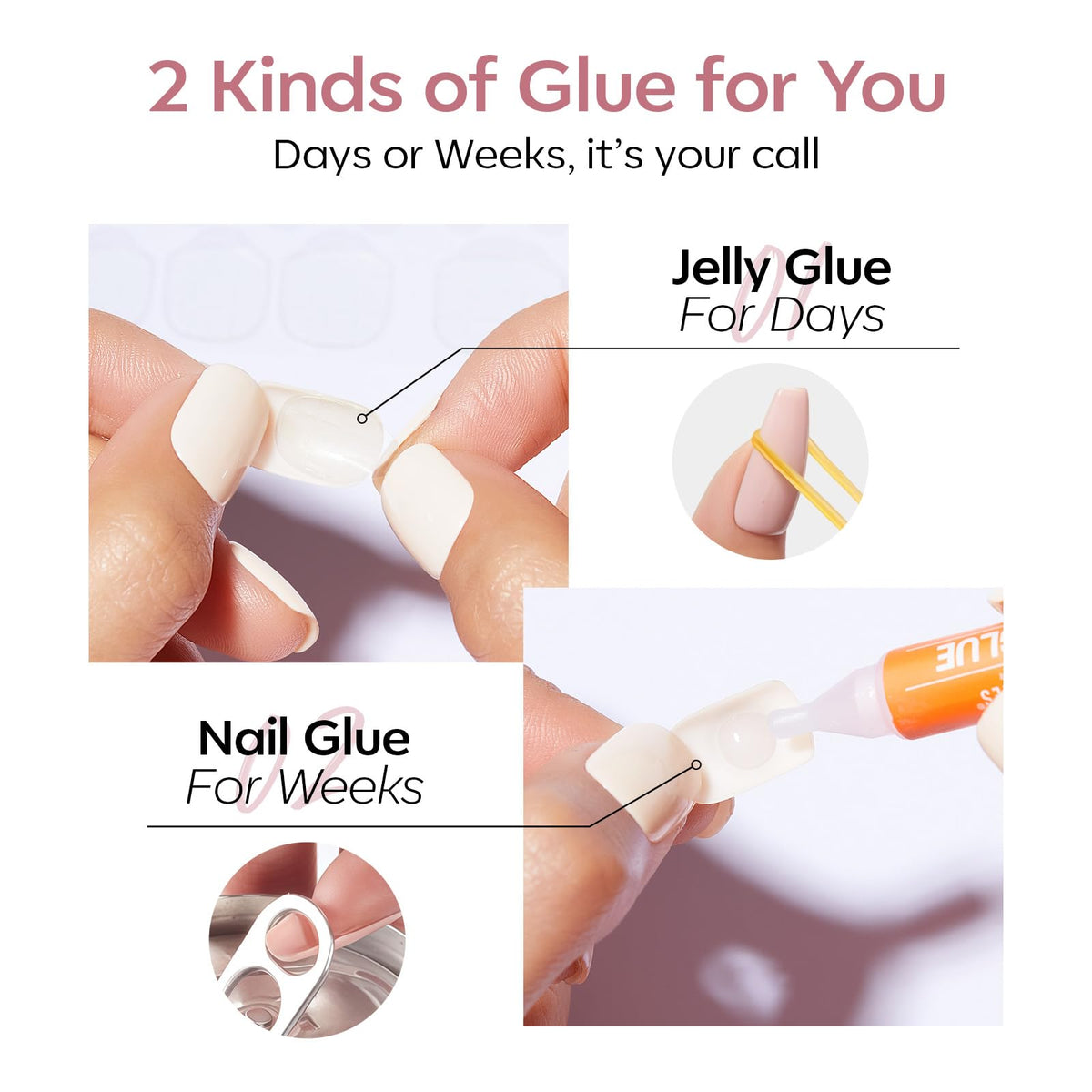 modelones Extra Short Press on Nails displaying various sizes