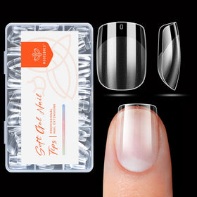 Modelones Extra Short Square Nail Tips 216 pcs packaging front view