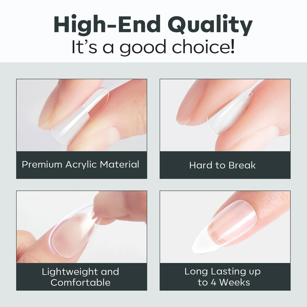 Modelones Extra Short Square Nail Tips on a hand