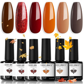 modelones Fall Gel Nail Polish Set featuring six colours front view
