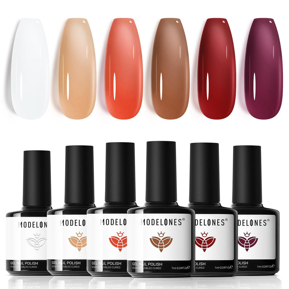 modelones Fall Jelly Tortoise Gel Nail Polish Set with 6 colours