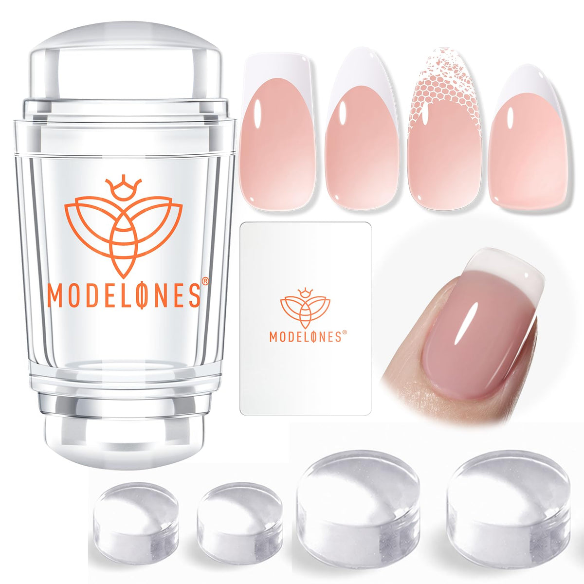modelones French Tip Nail Tool Kit 6Pcs jelly stamper and scraper