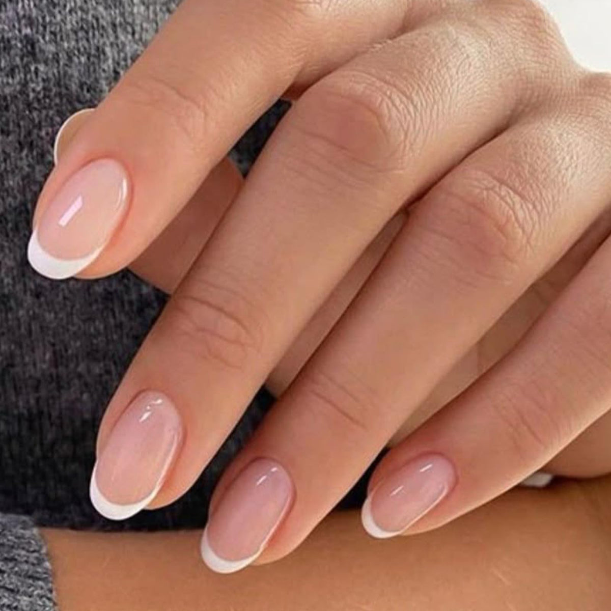 modelones French Tip Press On Nails 32 pcs set front view