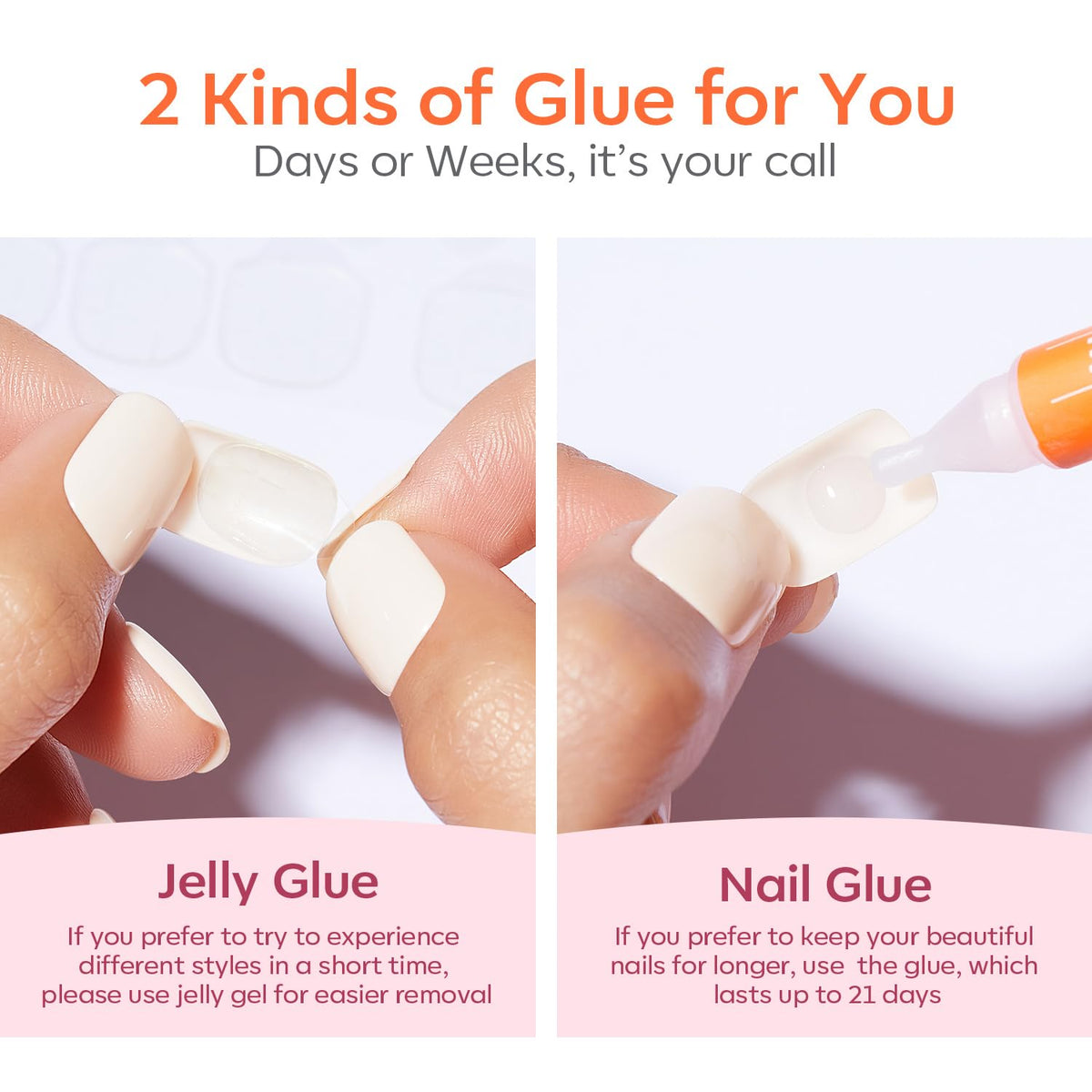 modelones French Tip Press On Nails with adhesive tabs