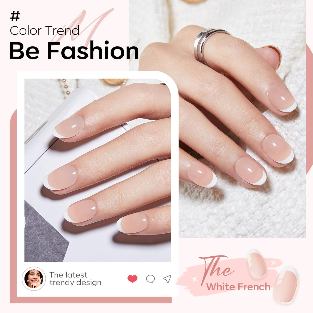 modelones French Tip Press On Nails with included nail glue and tools