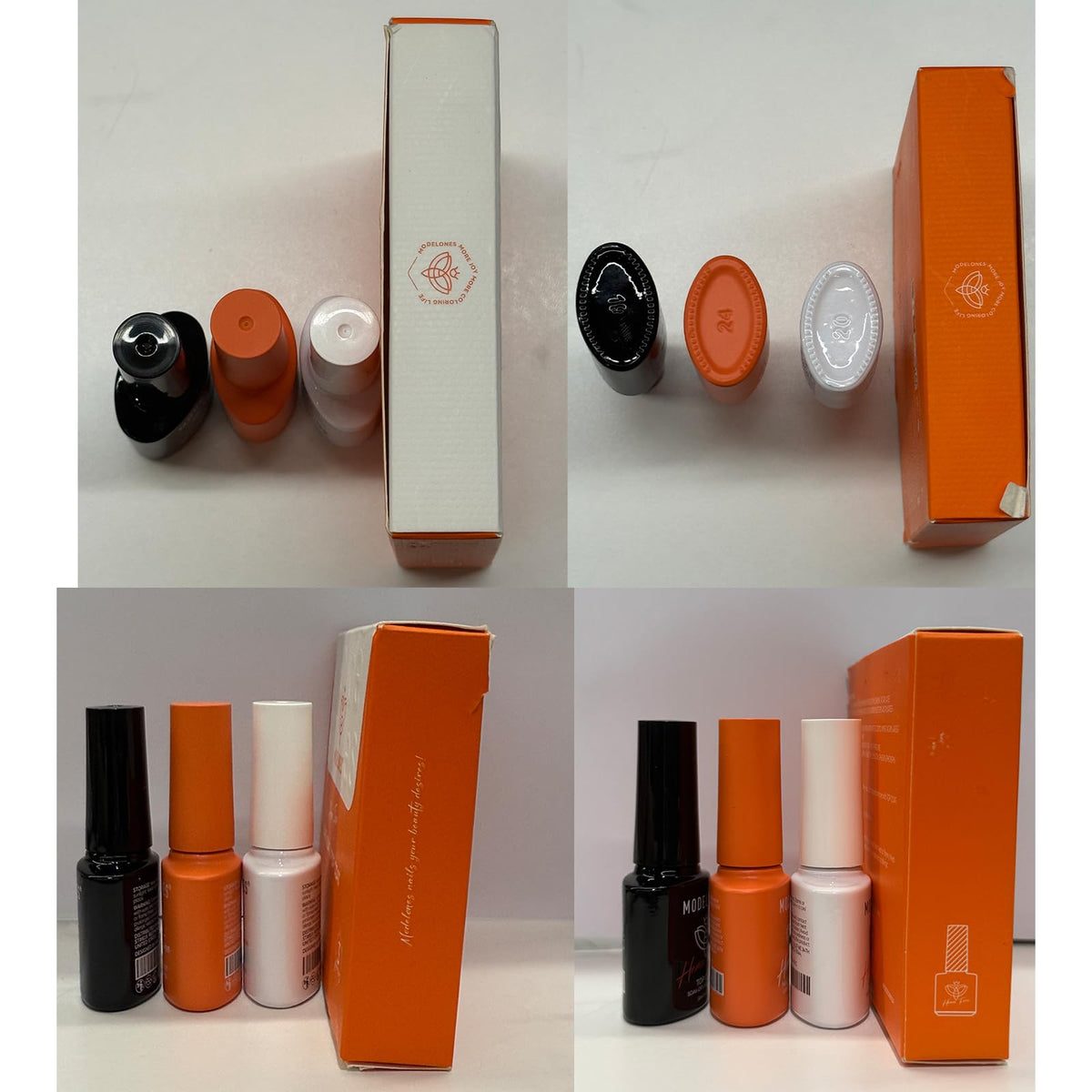 modelones Gel Base Top Coat Set displayed with nail art tools