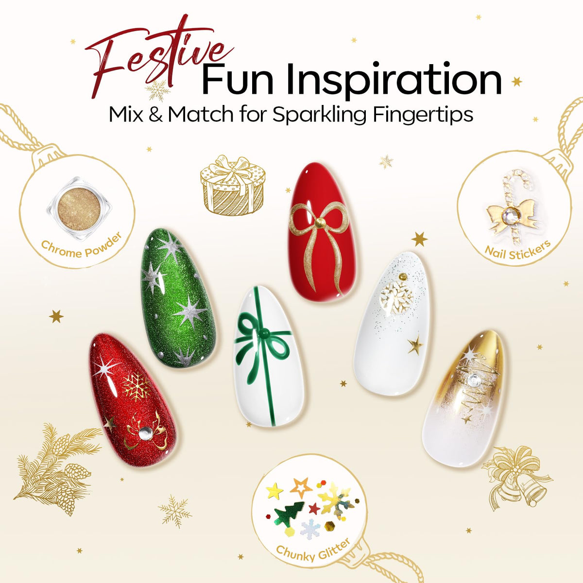 modelones Gel Nail Polish Kit with various glitter powders