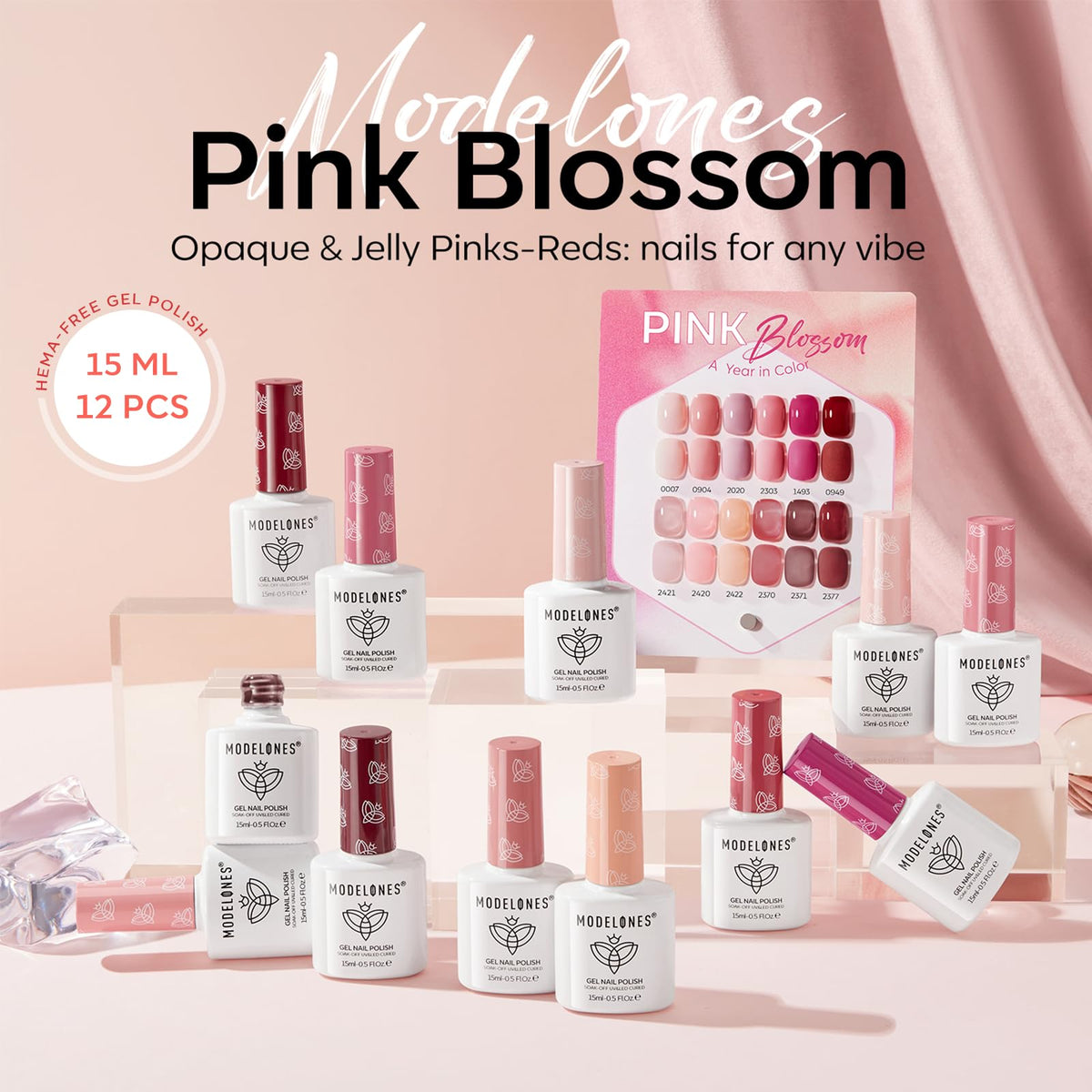 modelones Gel Nail Polish Set 12Pcs 15ML bottles displayed