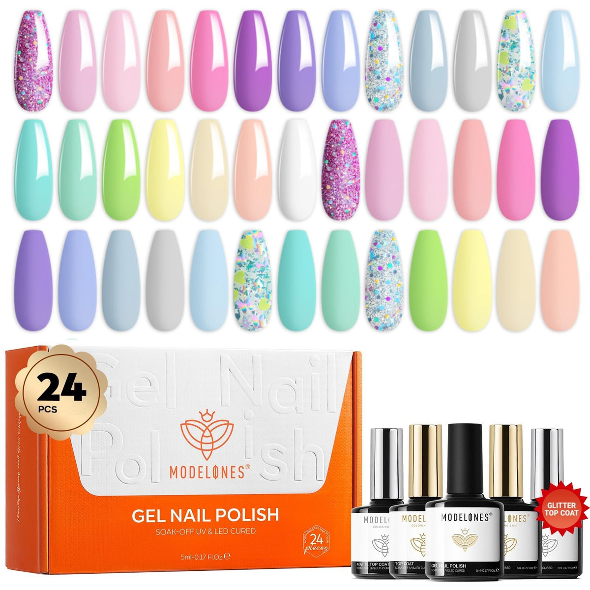 modelones Gel Nail Polish Set 24PCS with vibrant colours