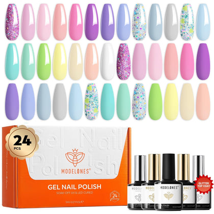 modelones Gel Nail Polish Set 24PCS with vibrant colours