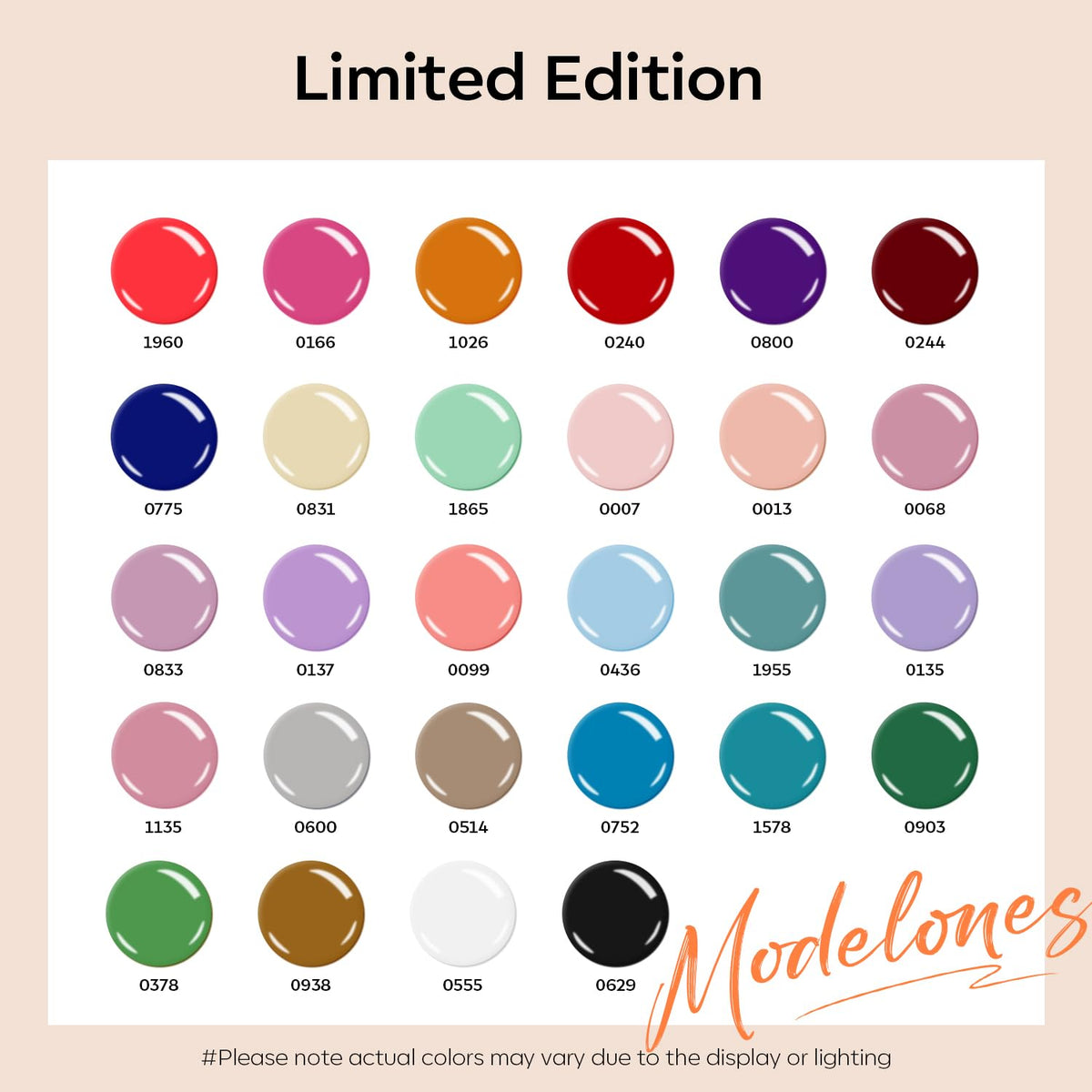 modelones Gel Nail Polish Set 28 colours arranged in a display