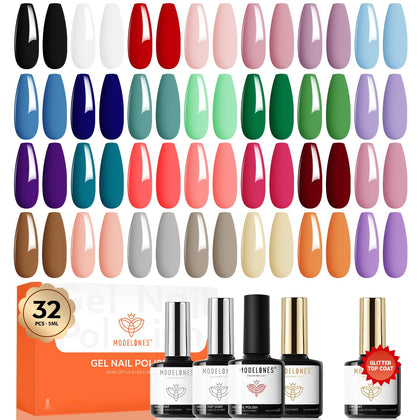 modelones Gel Nail Polish Set 32PCS front view with glitter shades