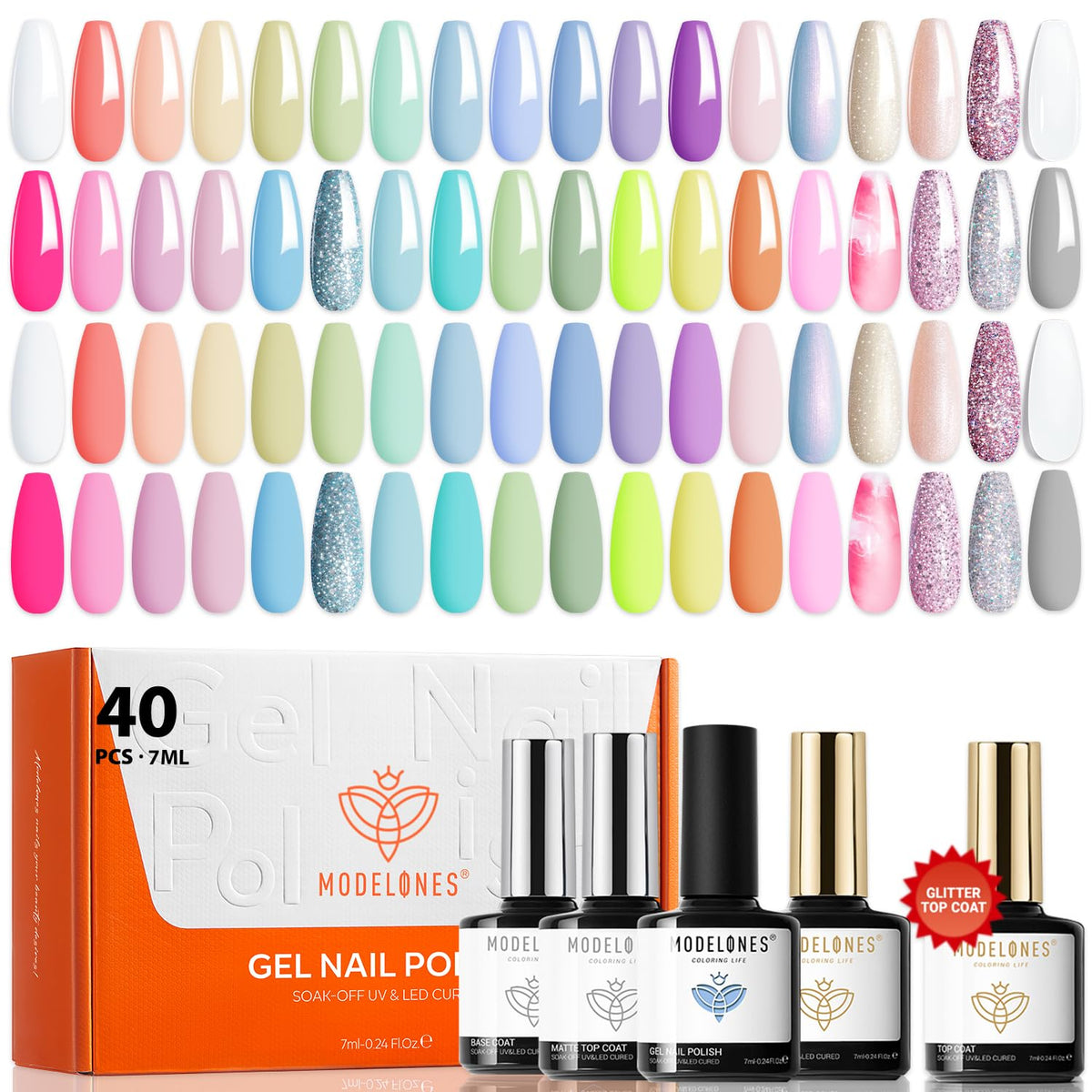 modelones Gel Nail Polish Set 40PCS with assorted colours
