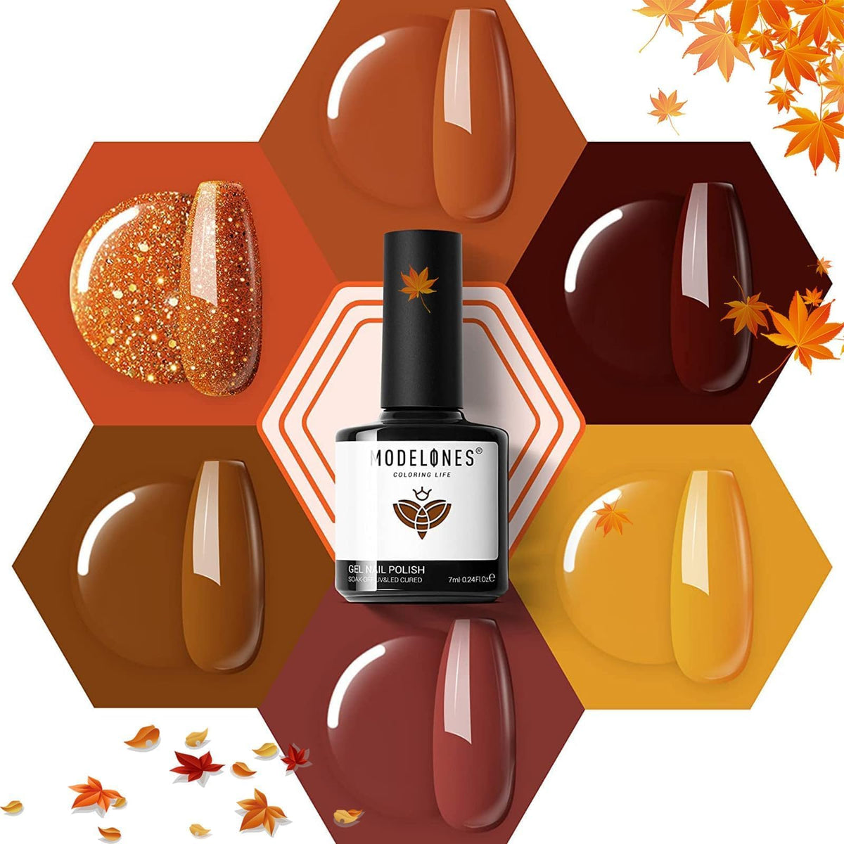 modelones Gel Nail Polish Set featuring six colours front view