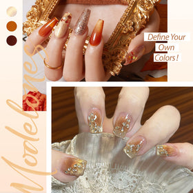 modelones Gel Nail Polish Set showing orange gold cat eye effect