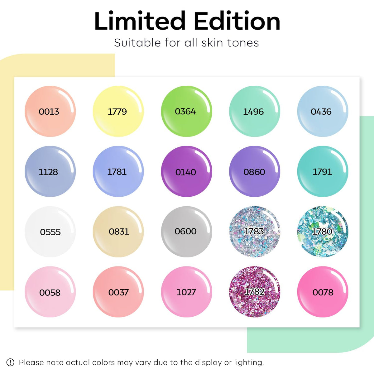 modelones Gel Nail Polish Set showing various neon glitter shades