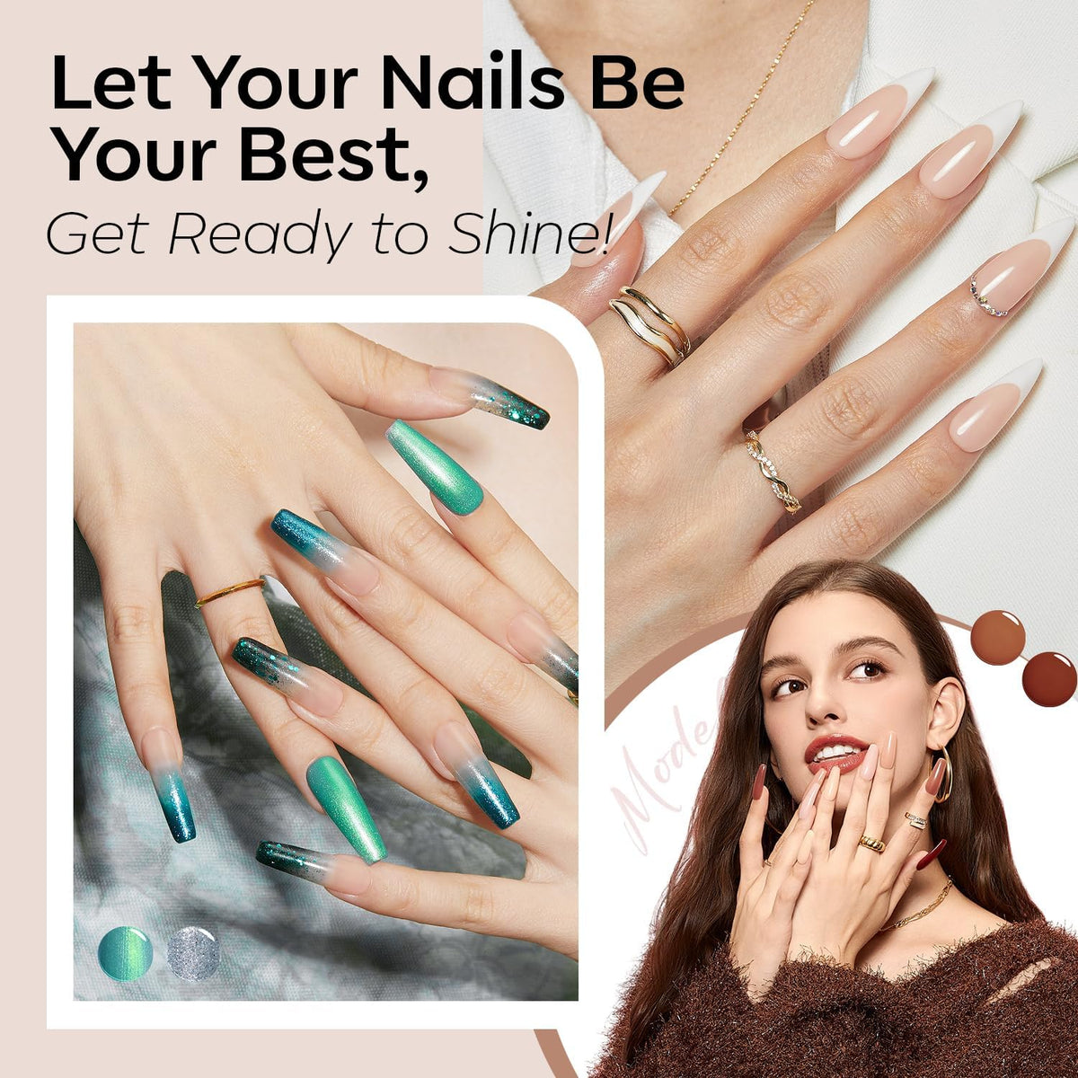 modelones Gel Nail Polish Set top coats including glossy and matte
