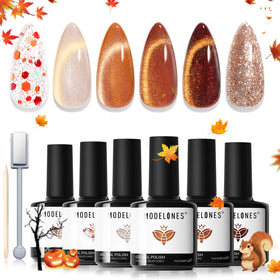 modelones Gel Nail Polish Set with 6 fall colours and glitter
