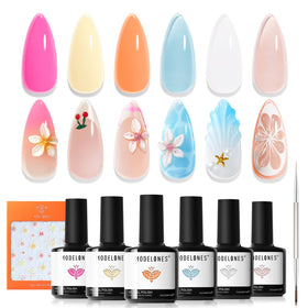 modelones Gel Nail Polish Set with 6 pastel colours and accessories