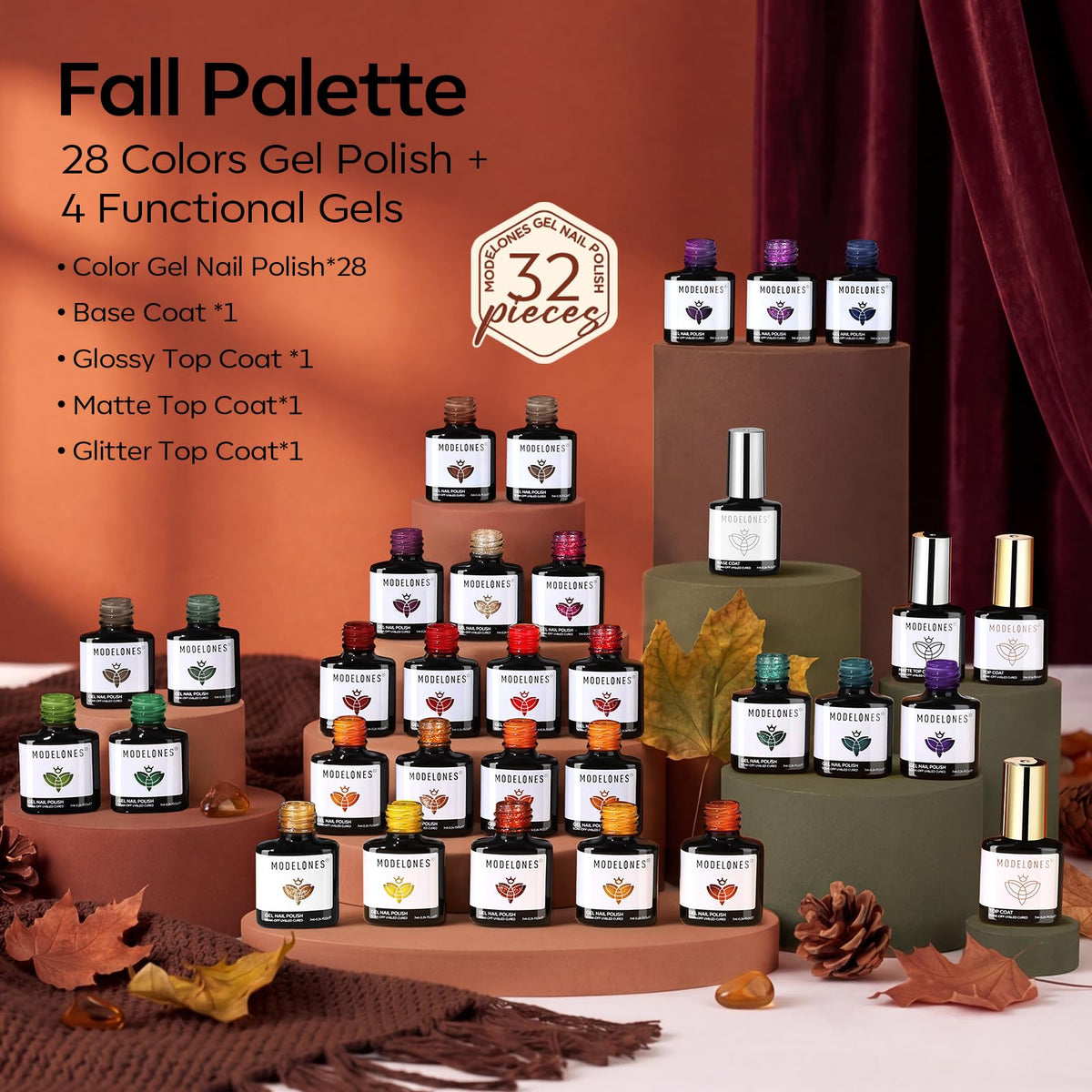 modelones gel nail polish set with base and top coats
