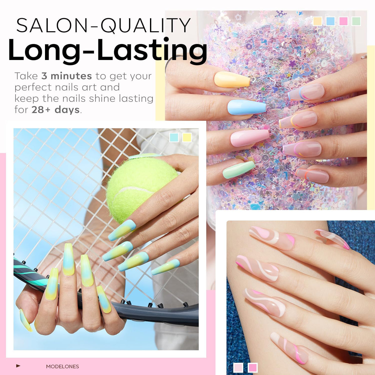 modelones Gel Nail Polish Set with top coats displayed
