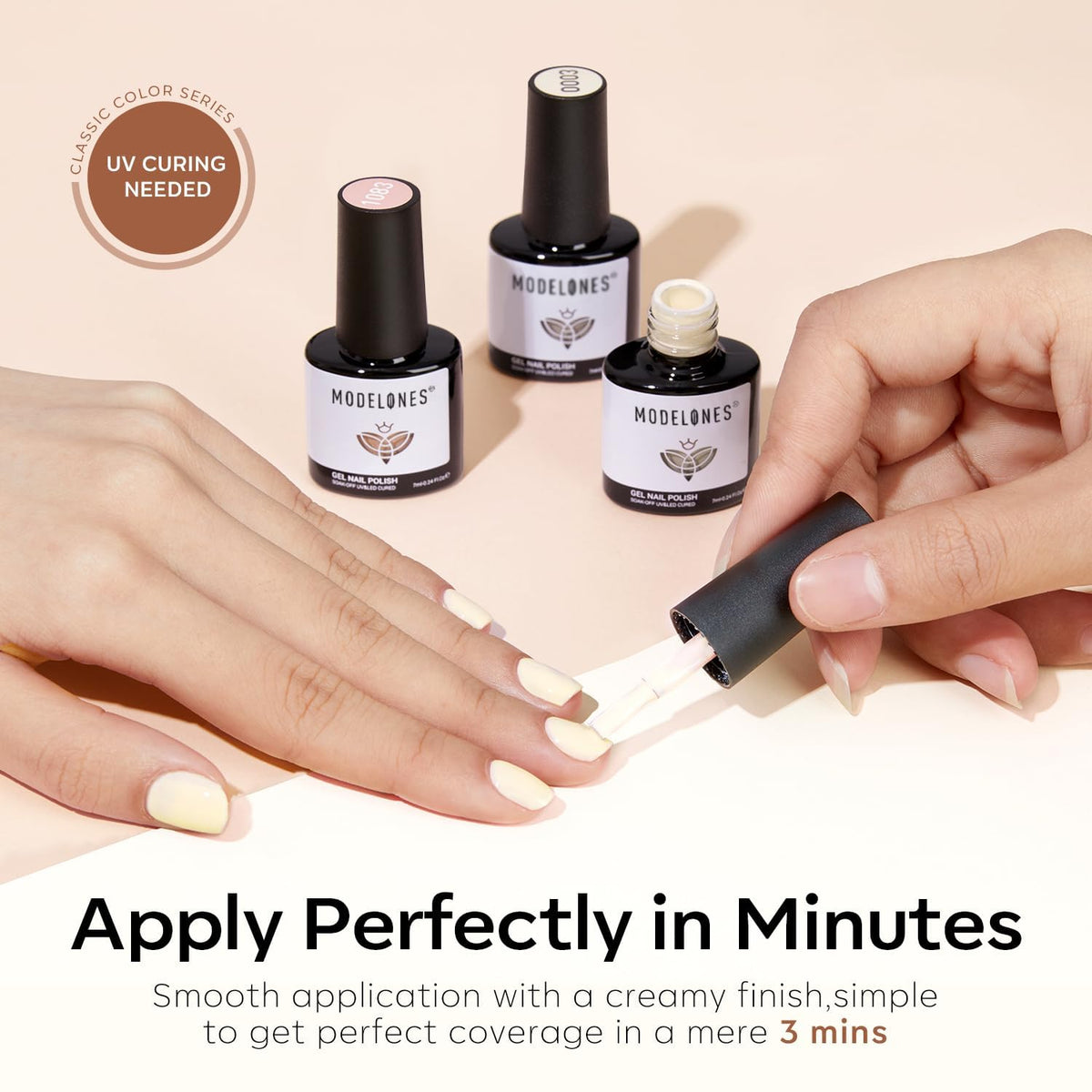 modelones gel polish bottles arranged aesthetically