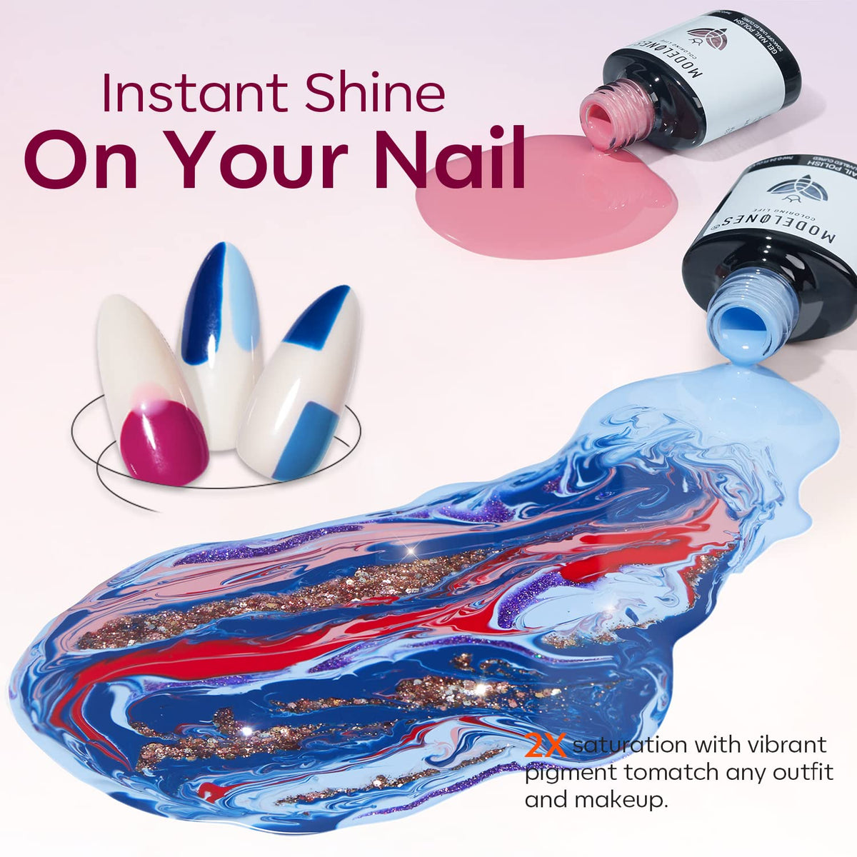 modelones Gel Polish Nail Kit swatches on nails