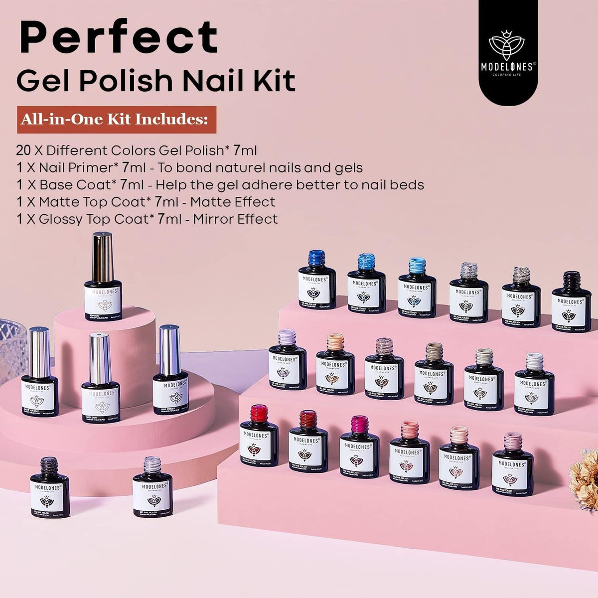 modelones Gel Polish Nail Kit with nail art tools