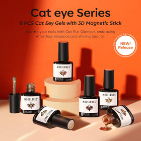 modelones gel polish set displayed with magnetic stick for cat eye effect