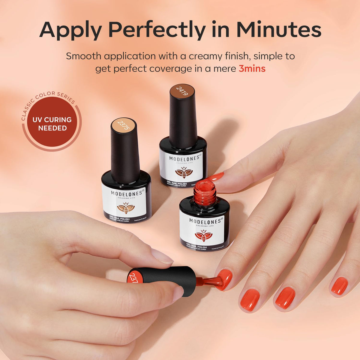 Modelones gel polish showcasing glossy finish
