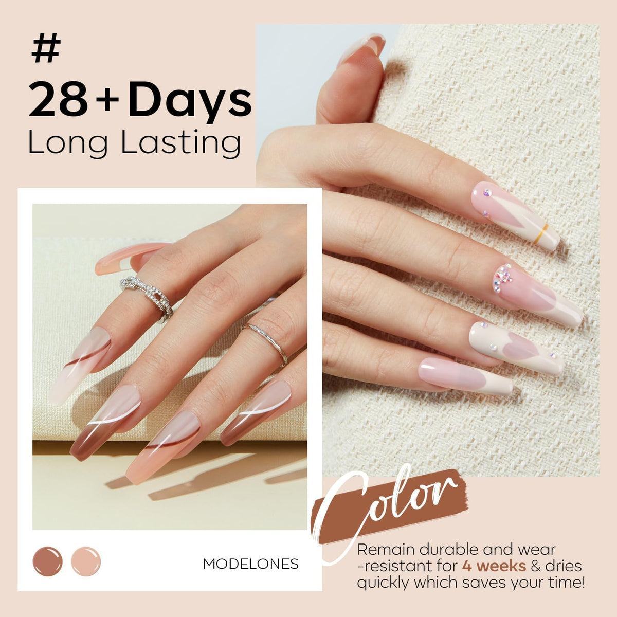 modelones gel polish swatches on a nail wheel