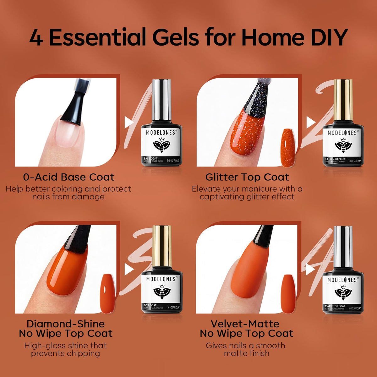 modelones gel polish swatches on nails