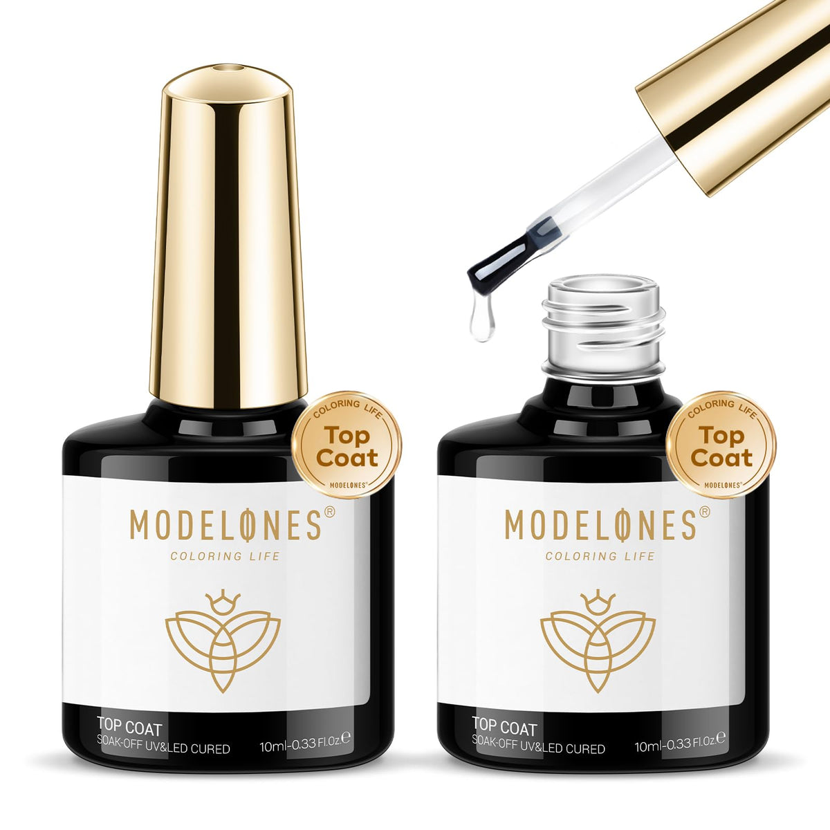modelones Gel Top Coat Set two 10ml bottles front view