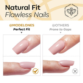modelones Ginger Yellow pressed nails applied on a hand