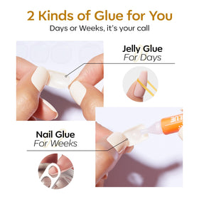 modelones Ginger Yellow Short Press on Nails with cuticle stick and prep pads