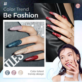 modelones Glitter Gel Nail Polish Set displayed with nail art tools