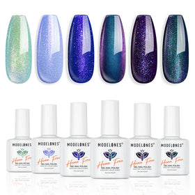 modelones Glitter Gel Nail Polish Set front view with 6 colours