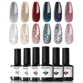 modelones Glitter Gel Nail Polish Set with six bottles in various colours