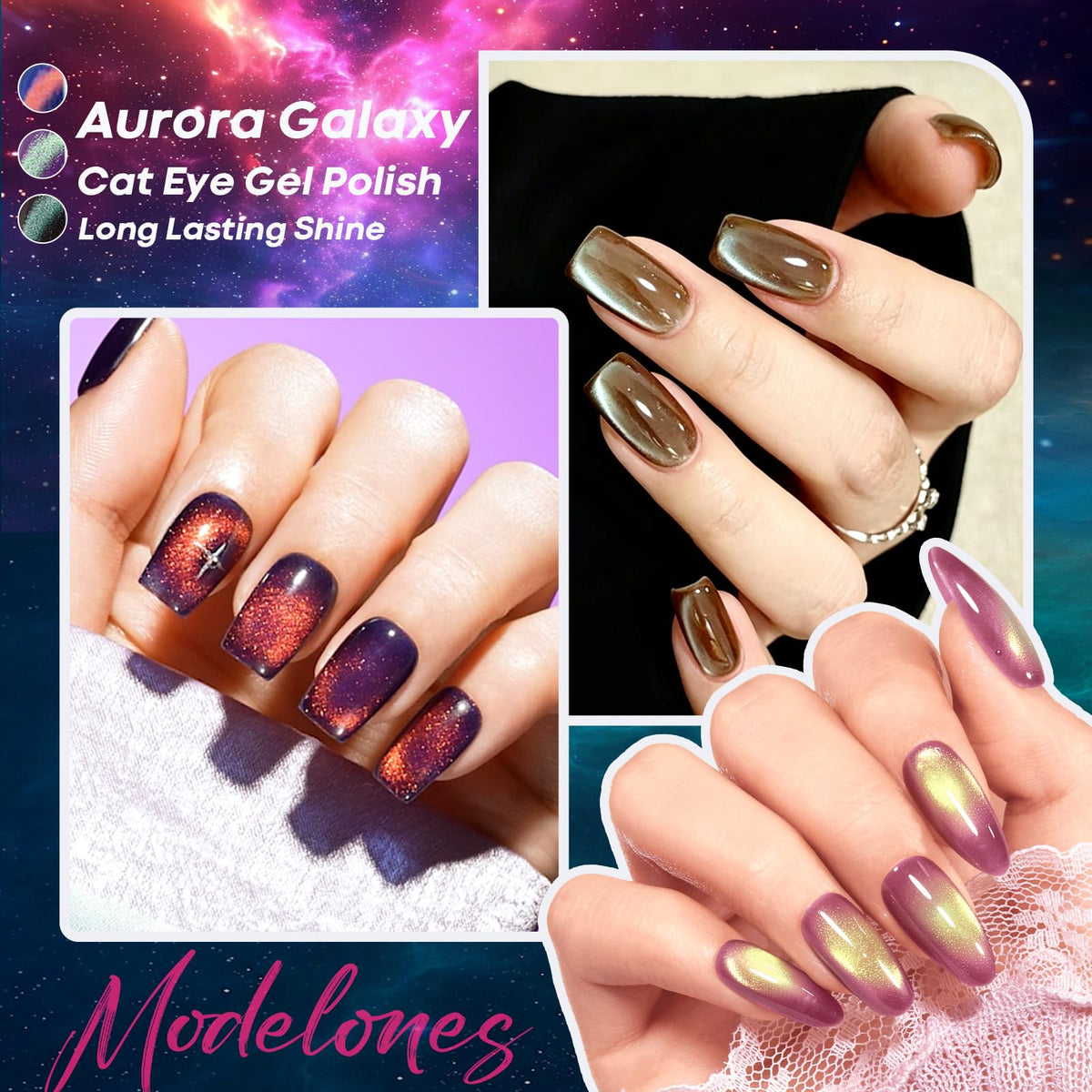 modelones glitter gel polish applied on nails
