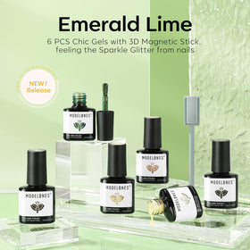 Modelones green cat eye gel polish in use