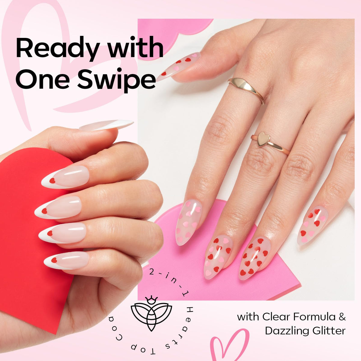 modelones Heart Glitter Gel Top Coat 15ml packaging