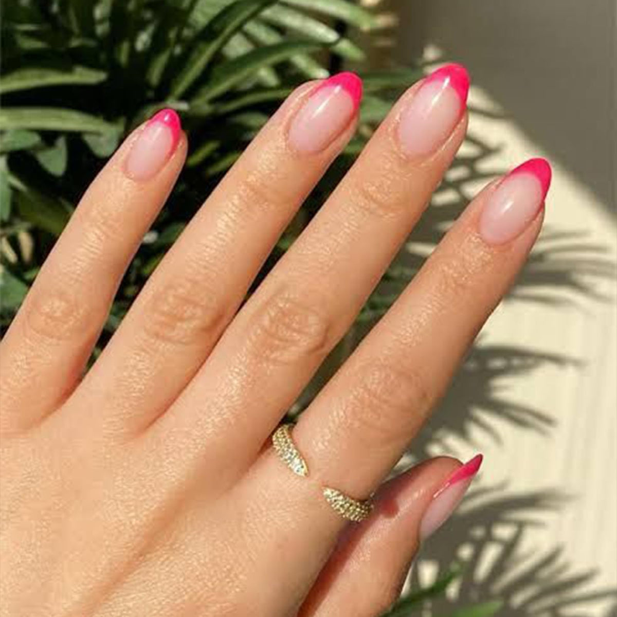 modelones Hot Pink Oval Press On Nails front view