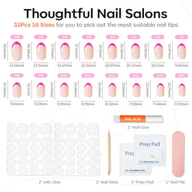 modelones Hot Pink Oval Press On Nails with accessories