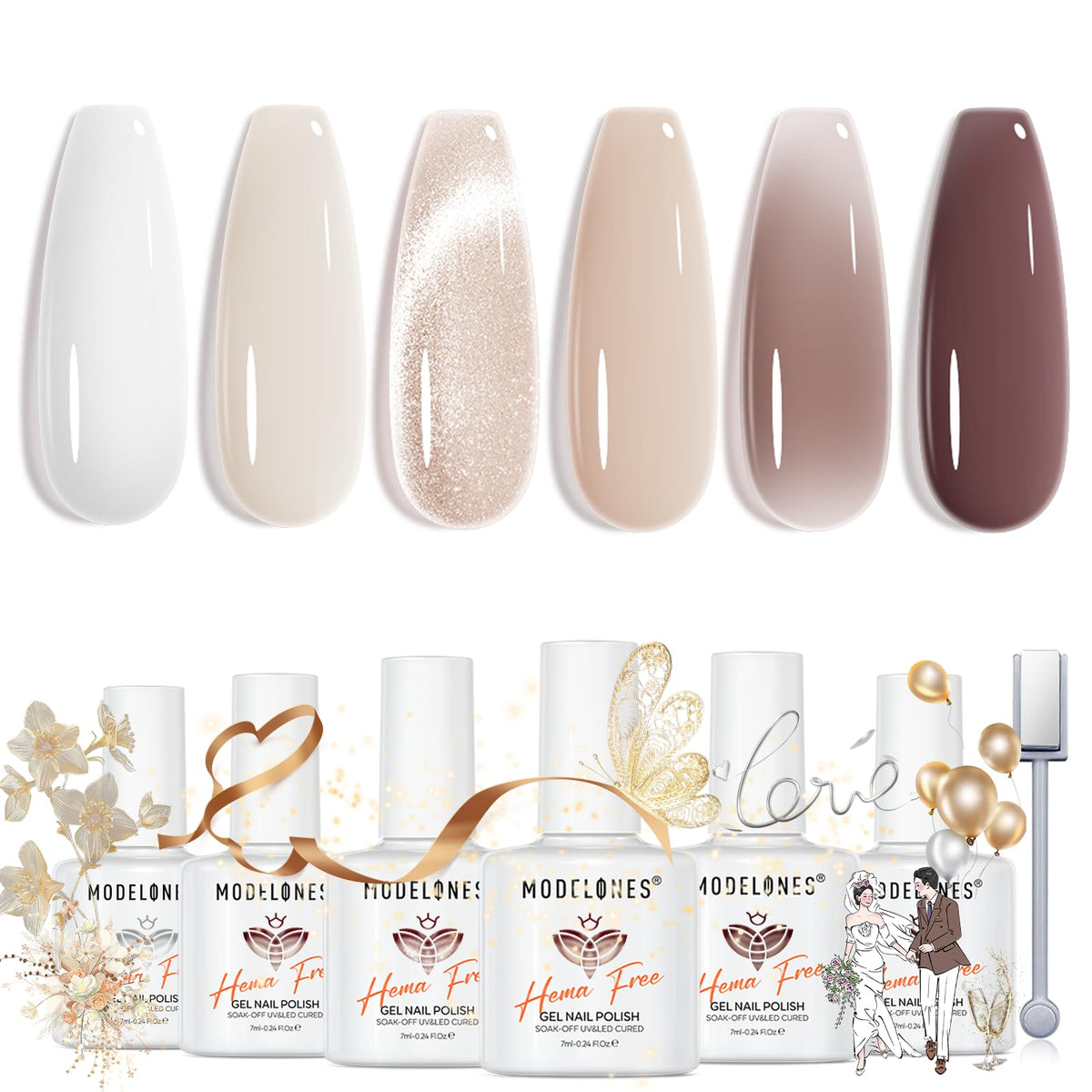modelones Jelly Gel Nail Polish Set front view with six bottles