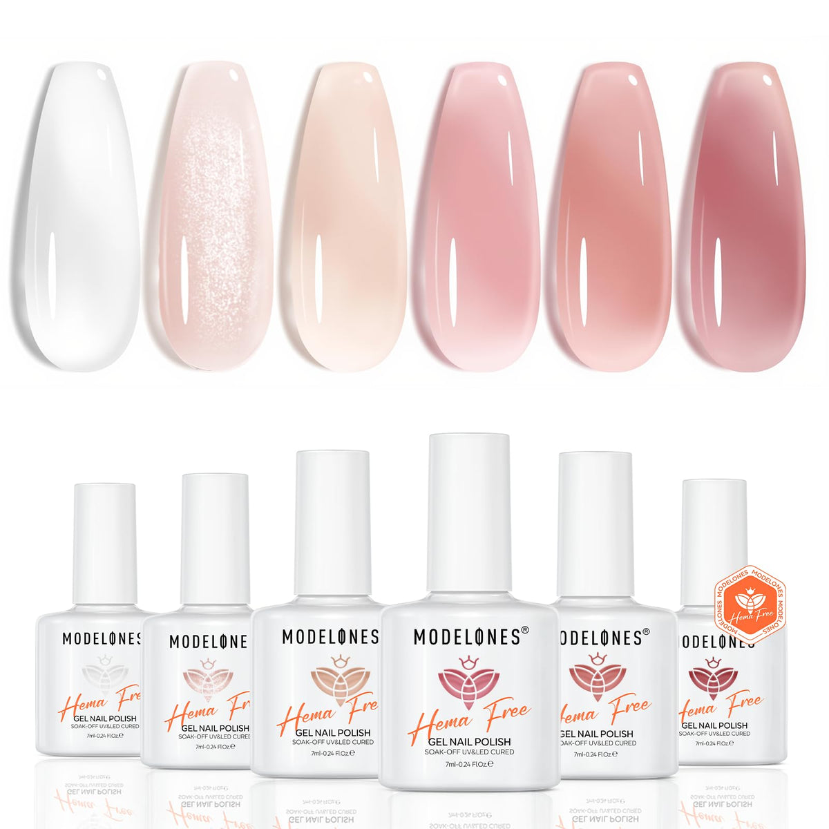 modelones Jelly Gel Nail Polish Set with six colours front view