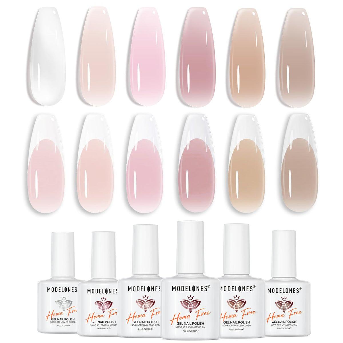 modelones Jelly Gel Nail Polish Set with six vibrant colours