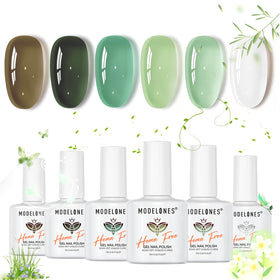 modelones Jelly Green White Gel Nail Polish Set front view